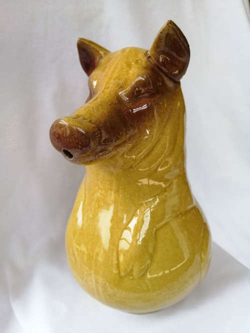 Antique Sarreguemines Jug in the shape of a pig France - 1890-1919 - Folk Art - Earthenware