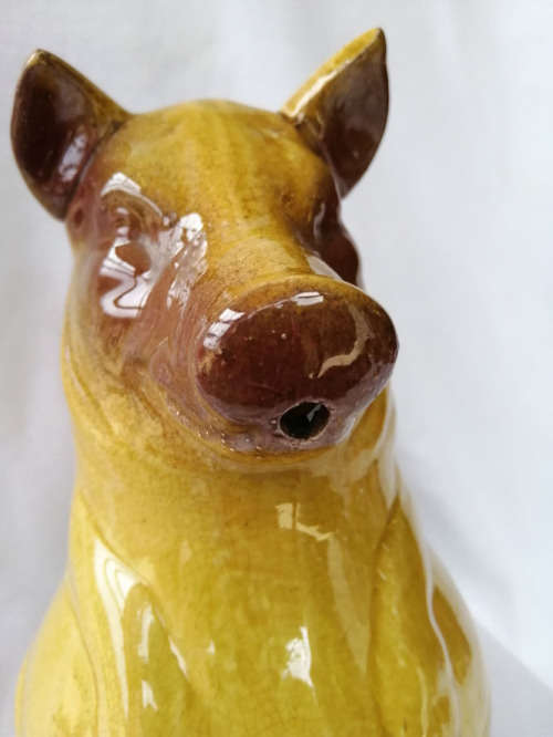 Antique Sarreguemines Jug in the shape of a pig France - 1890-1919 - Folk Art - Earthenware