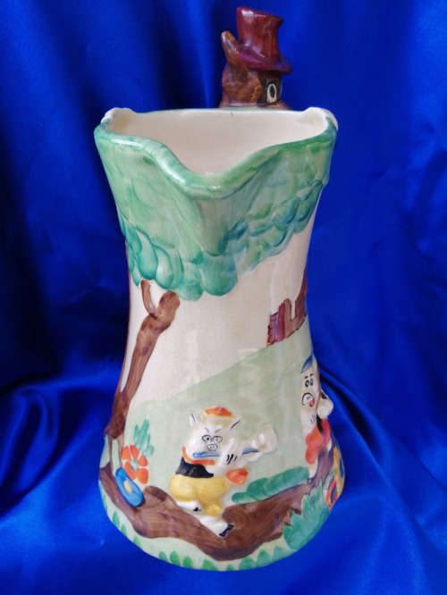 Vintage Large Wadeheath Three Little Pigs and Big Bad Wolf ceramic Jug Circa 1930`s
