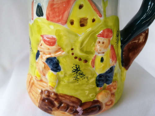 c1930s VINTAGE SHORTER and SON ART DECO BIG BAD WOLF and 3 LITTLE PIGS PITCHER/JUG