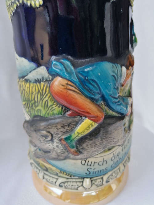 Wild Boar Pig Heavy Stoneware Pottery Beer Mug West Germany