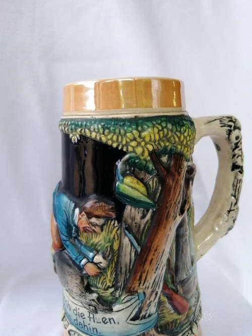 Wild Boar Pig Heavy Stoneware Pottery Beer Mug West Germany