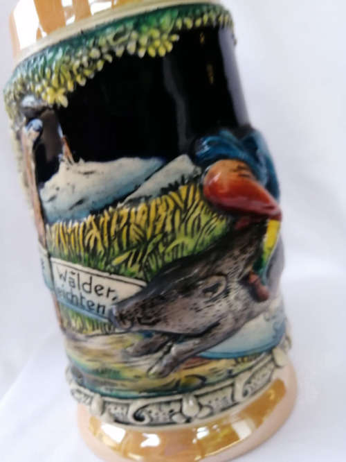 Wild Boar Pig Heavy Stoneware Pottery Beer Mug West Germany
