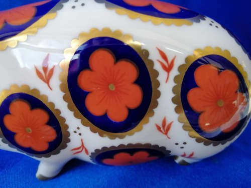 Royal Crown Derby Pig Paperweight - Silver Stopper