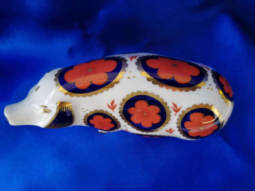 Royal Crown Derby Pig Paperweight - Silver Stopper