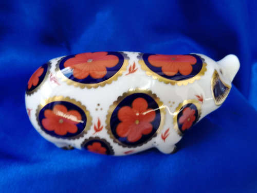 Royal Crown Derby Pig Paperweight - Silver Stopper