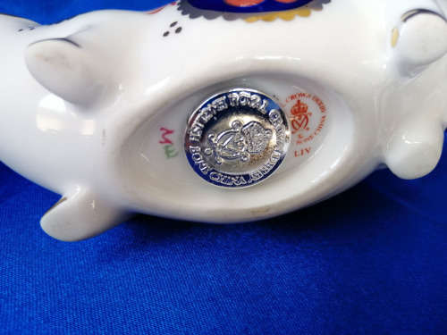 Royal Crown Derby Pig Paperweight - Silver Stopper