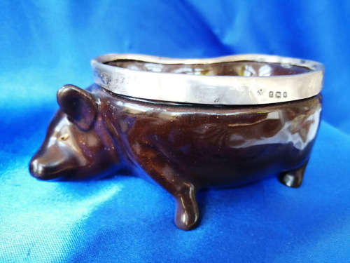 Rare Royal Doulton Pig Dish Royal Silver Rim