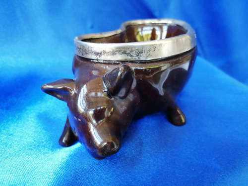 Rare Royal Doulton Pig Dish Royal Silver Rim