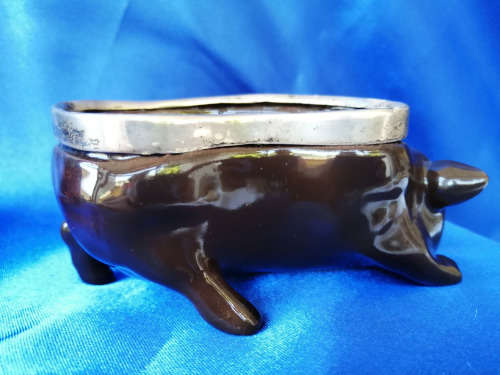 Rare Royal Doulton Pig Dish Royal Silver Rim