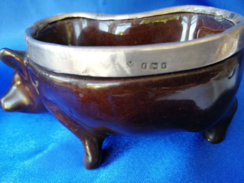 Rare Royal Doulton Pig Dish Royal Silver Rim