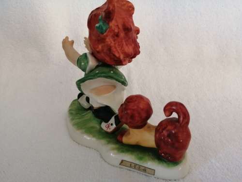Goebel red head figurine E-E-E-ck NO BOX (girl running from dog)  #
