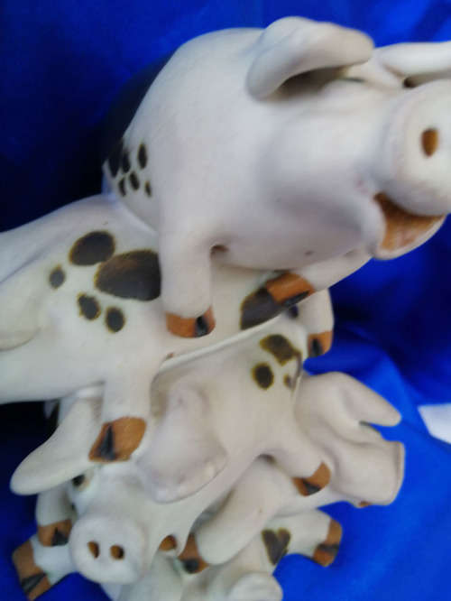 Fabulous Pile of Saltford Pottery Stoneware Pigs Even Pigs can get to the Top