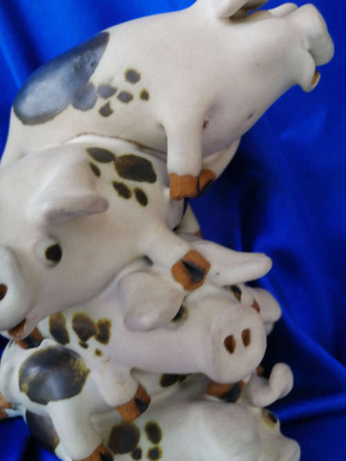 Fabulous Pile of Saltford Pottery Stoneware Pigs Even Pigs can get to the Top