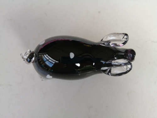 Langham Black Handmade Crystal Pig Paperweight