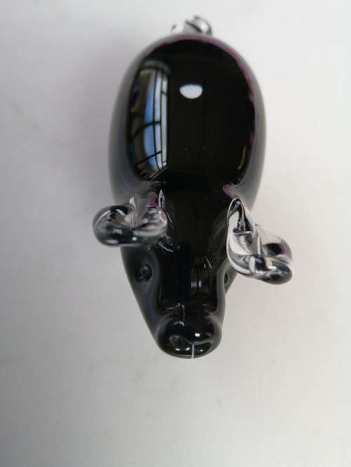 Langham Black Handmade Crystal Pig Paperweight