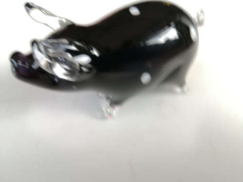 Langham Black Handmade Crystal Pig Paperweight