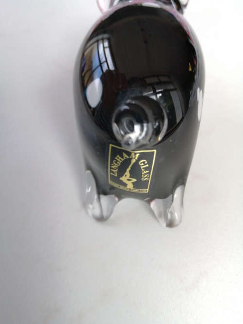 Langham Black Handmade Crystal Pig Paperweight