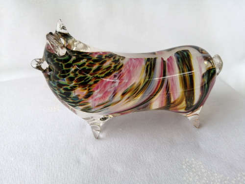Avondale Handmade Glass Pig Paperweight / Ornament