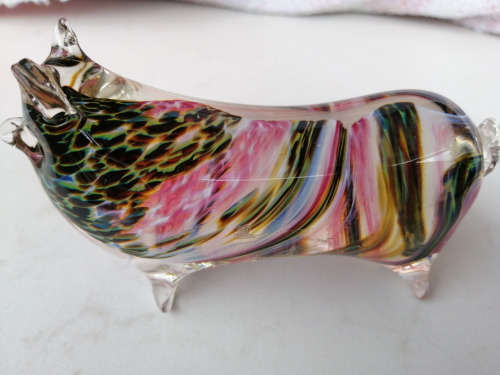 Avondale Handmade Glass Pig Paperweight / Ornament