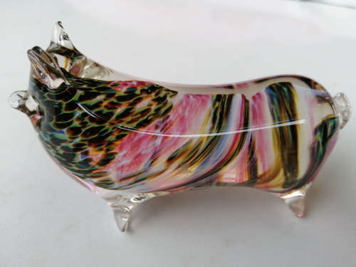 Avondale Handmade Glass Pig Paperweight / Ornament