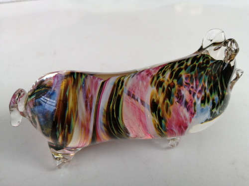 Avondale Handmade Glass Pig Paperweight / Ornament