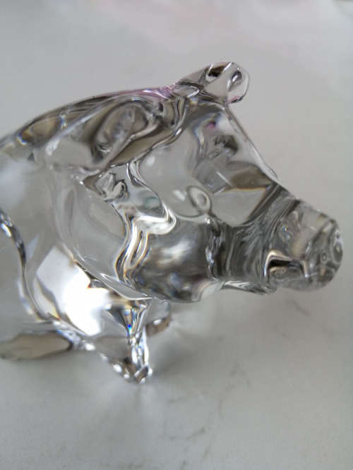 Vintage German PETS Clear Glass Lead Crystal PIG