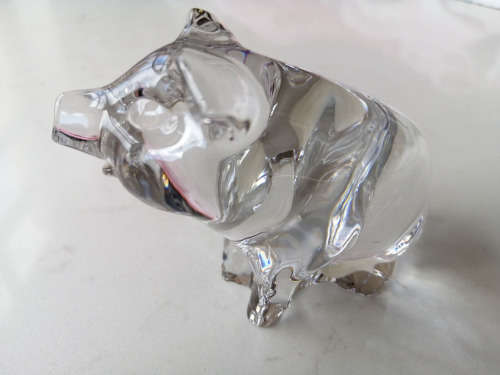 Vintage German PETS Clear Glass Lead Crystal PIG