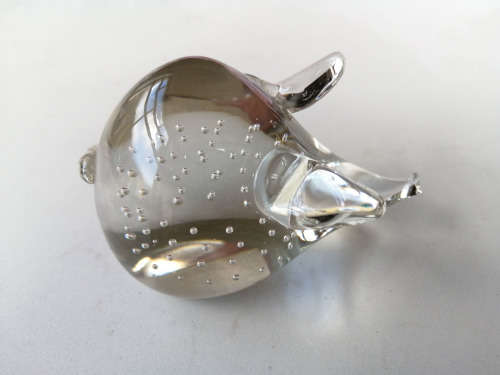 Clear Glass PIG Paperweight