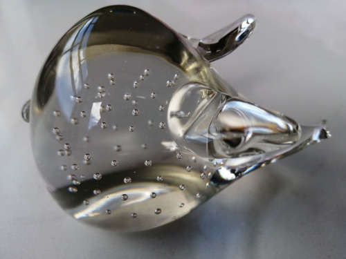 Clear Glass PIG Paperweight