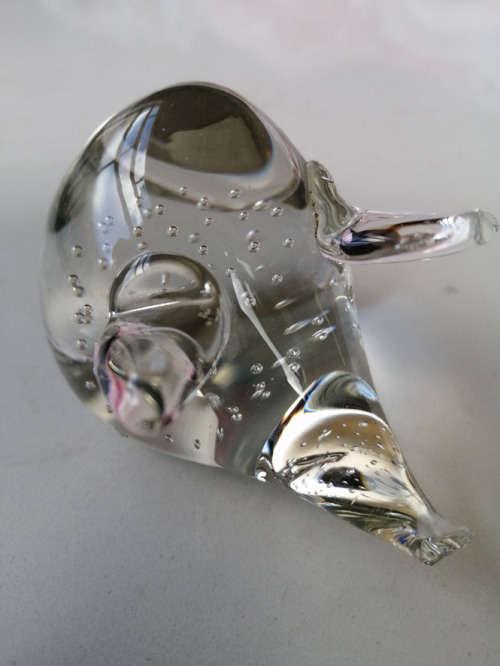 Clear Glass PIG Paperweight