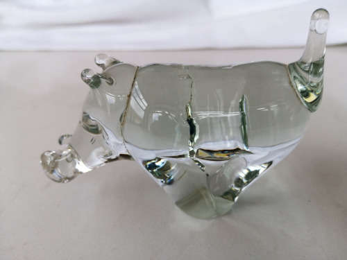 Ngwenya Recycled Glass Swaziland Handmade Warthog Figurine - Paperweight