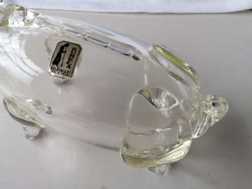 Vintage Kumela Art Glass `Gin Pig` Decanter, Finland, 1960s // Hand Blown Scandinavian Modern Glass