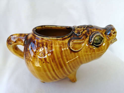 Vintage Treacle Glaze Pig Milk Jug #
