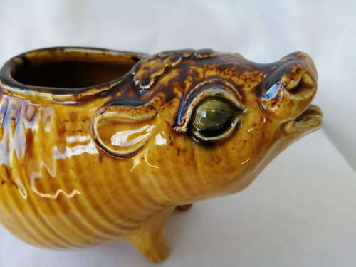 Vintage Treacle Glaze Pig Milk Jug #