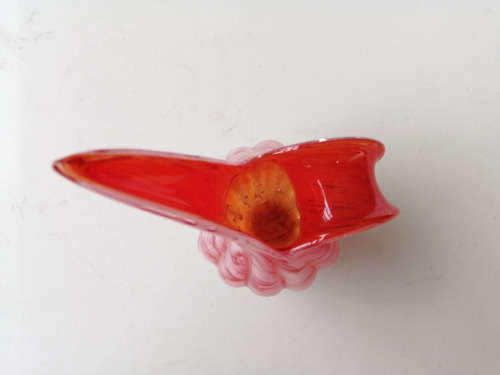 Unusual Red Orange Blown Glass Jug *