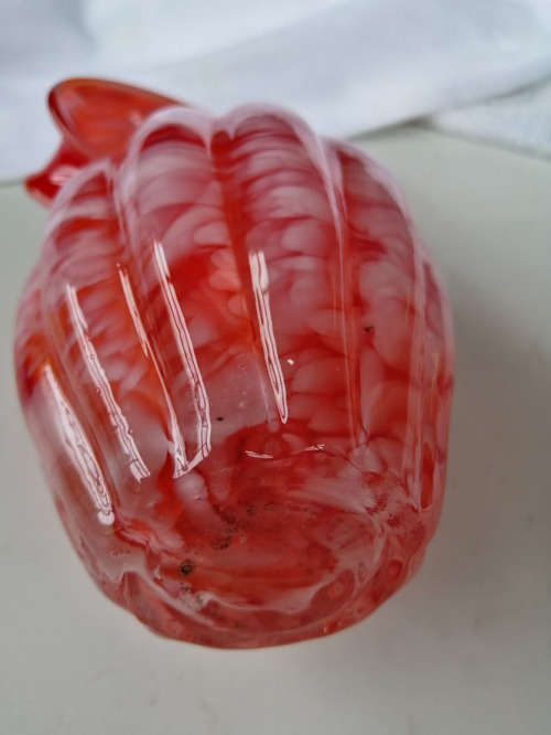 Unusual Red Orange Blown Glass Jug *