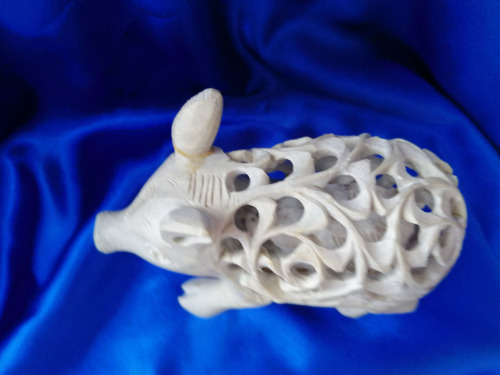 Large stone pig with baby pig inside hand carved *