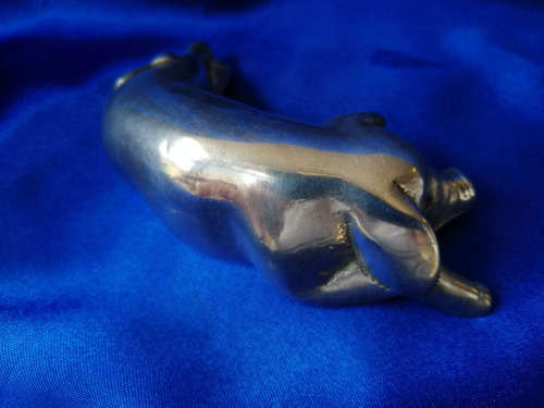 Rare Arthur Court Aluminium Pig Paperweight with Carnelian Eyes *