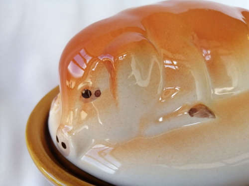 Old Pate Pot Lidded Pig Hog *