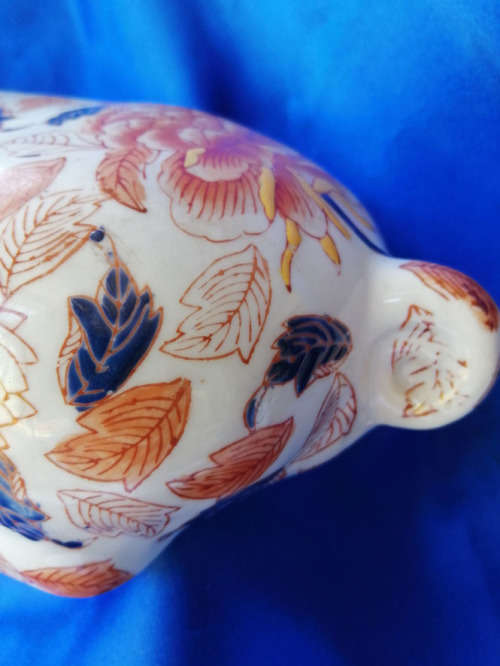 Giant Japanese red enameled porcelain boar or pig and two smaller pigs*