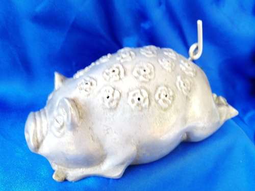 Old Metal Chubby Pig Hatpin Holder #