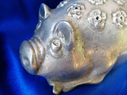 Old Metal Chubby Pig Hatpin Holder #