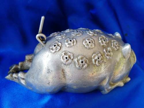 Old Metal Chubby Pig Hatpin Holder #