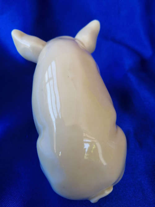 Old Cream Porcelain Sitting Pig  *