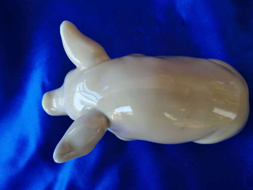 Old Cream Porcelain Sitting Pig  *