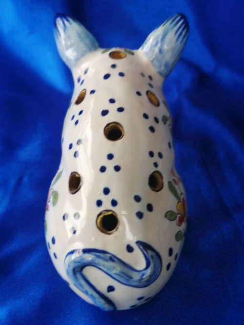 19th Century Desvres French Faience Pig Flower Frog Antique France *