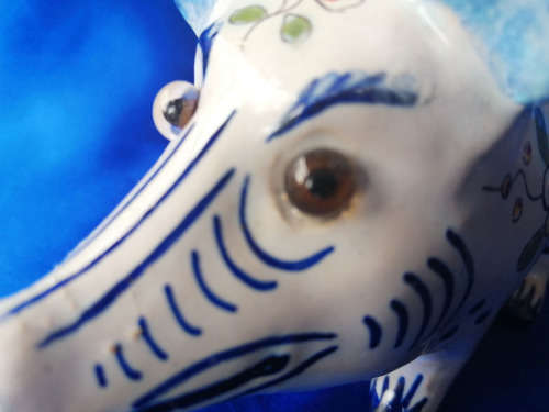19th Century Desvres French Faience Pig Flower Frog Antique France *
