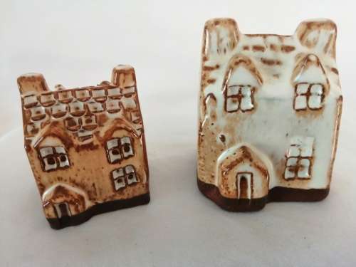Miniature House - Two tall Clay Glazed Houses