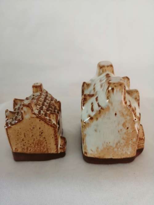 Miniature House - Two tall Clay Glazed Houses